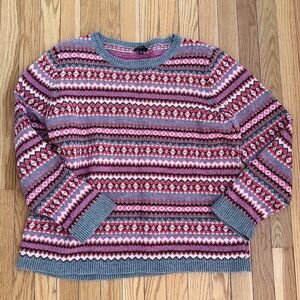 Talbots pink fair isle cardigan